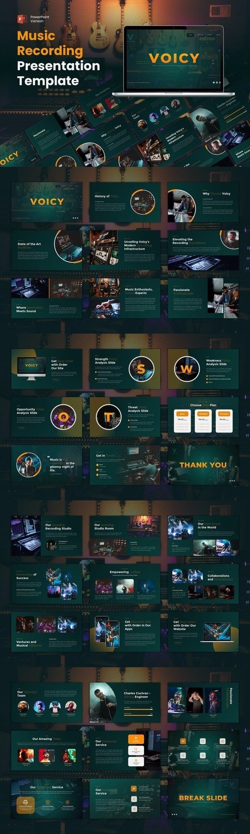 Voicy - Music Recording Studio PowerPoint Template