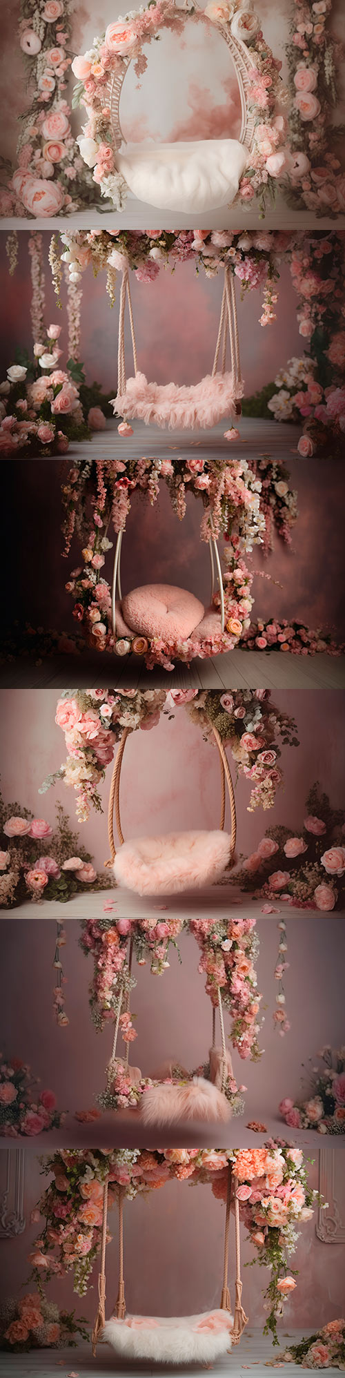 6 Swing with Flowers Photo Backdrop