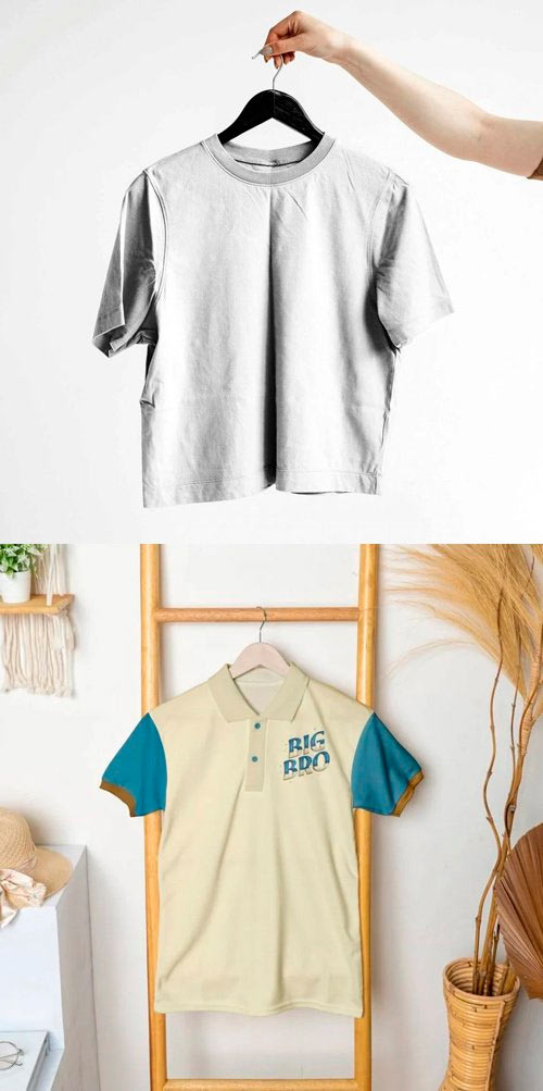 Hanging T-Shirt PSD Mockups Templates Collection