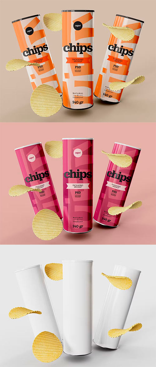 Potato Chips Paper Tube Mockup 8QJUDGK