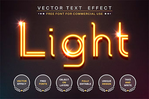 Glowing wire - editable text effect, font style