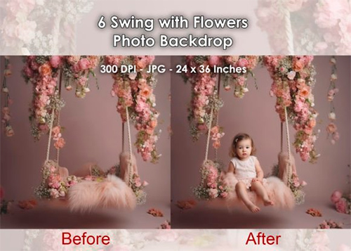 6 Swing with Flowers Photo Backdrop