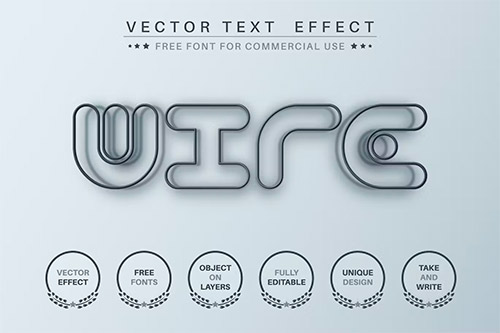 Black wire - editable text effect, font style