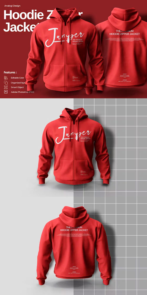 Hoodie Zipper Mockup CTA96U2