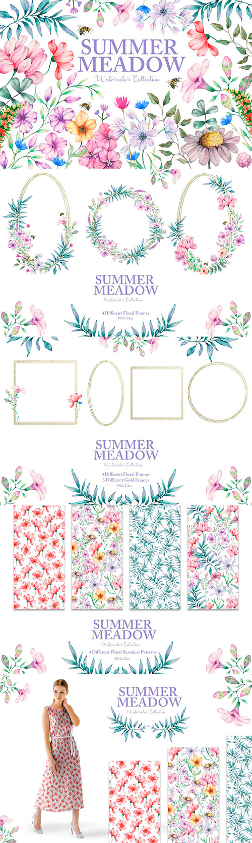 Summer Meadow Watercolor Collection 25422880