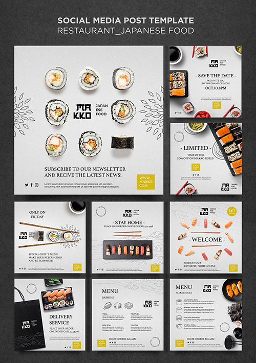 Collection of sushi templates for restaurant vol 4