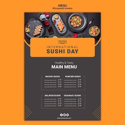 Collection of sushi templates for restaurant vol 6