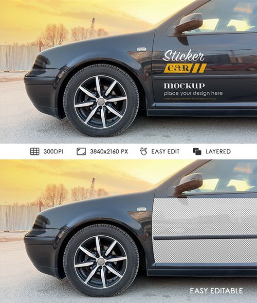 Sticker Car PSD Mockup Template