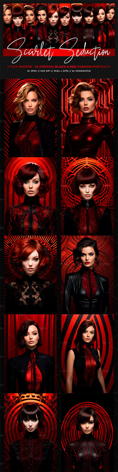 10 Black and Red Fashion Portraits 25412469