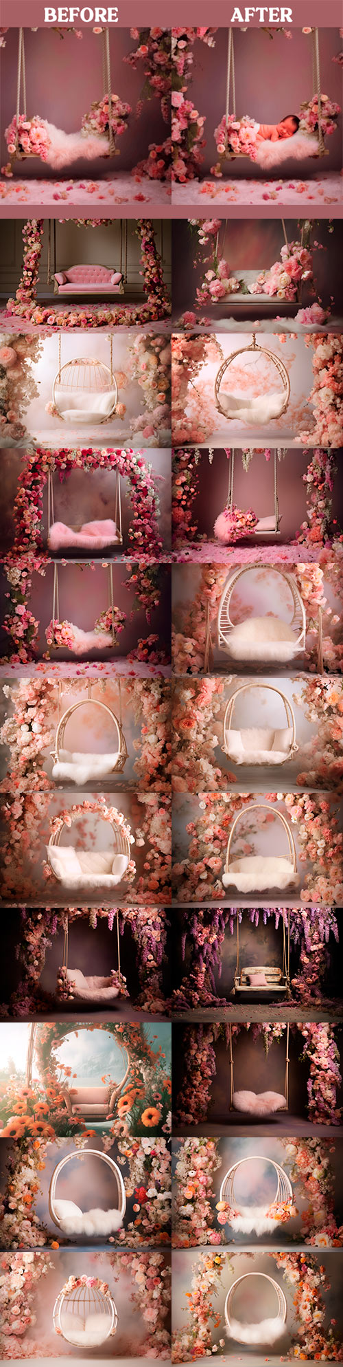 Swing with Flowers Photo Backdrop