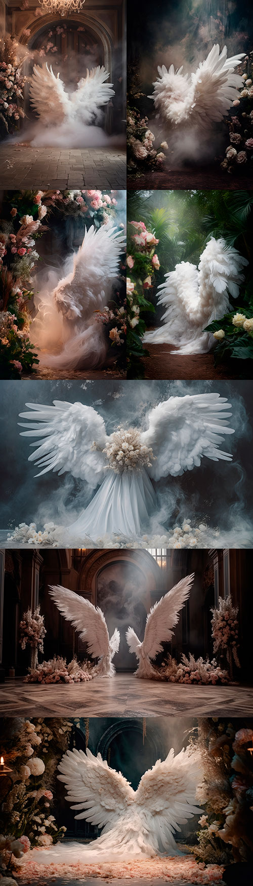 12 White Angel Wings Interior Backdrop