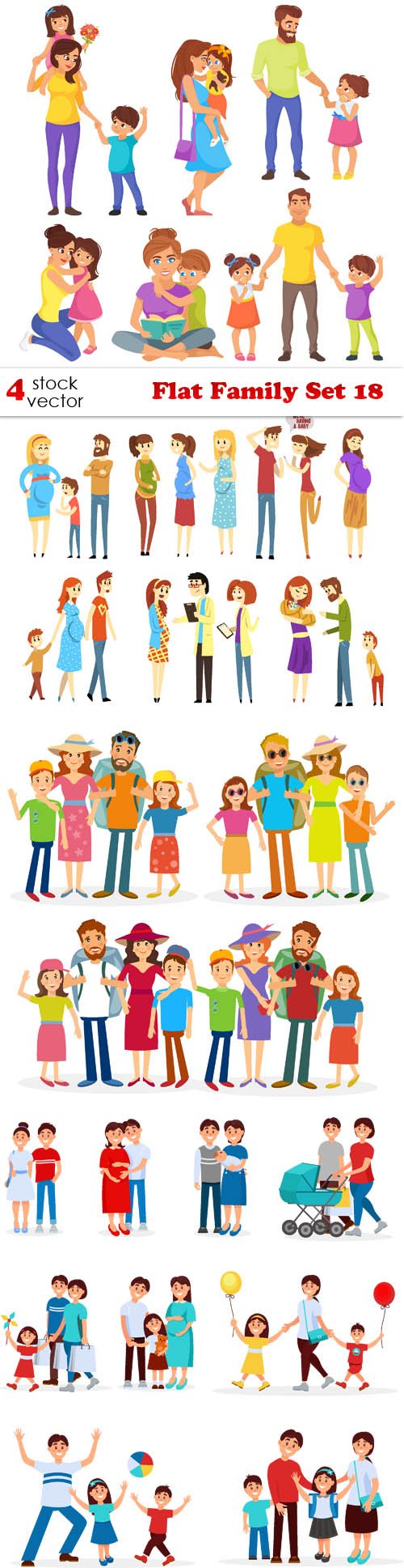 Vectors - Flat Family Set 18