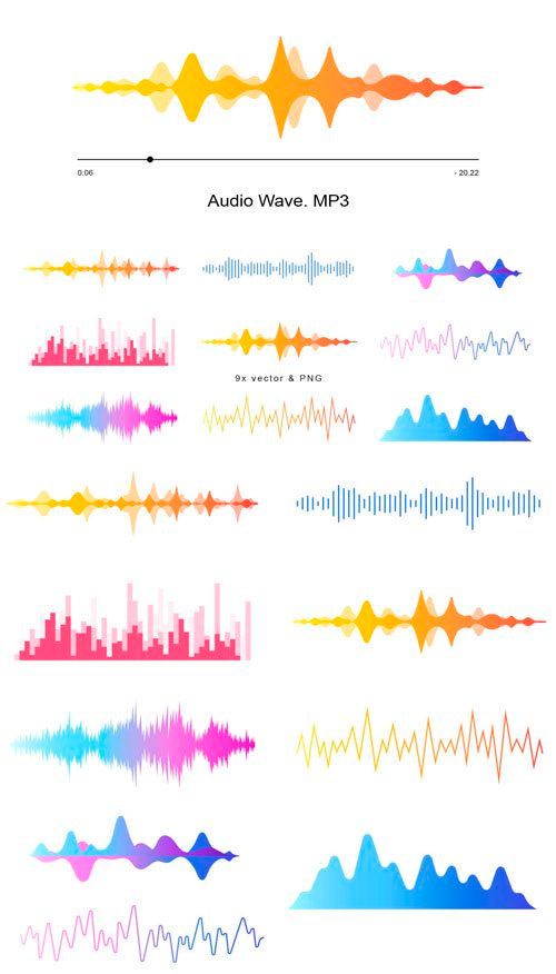 Audio Waves Vector Templates Collection