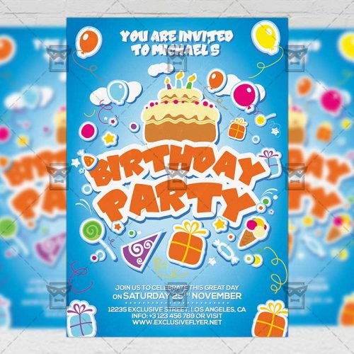 Invitation Card A5 PSD Template - Kids Birthday