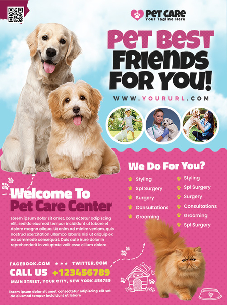 Pet Care Flyer PSD Template