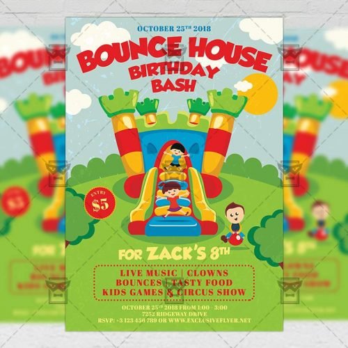 Invitation Card A5 PSD Template - Kids Birthday Bash