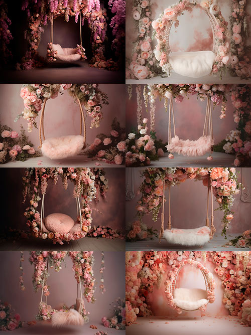 Swing with Flowers Photo Backdrop