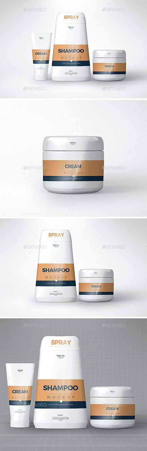 Cream & Shampoo Cosmetic Mockups 21675620