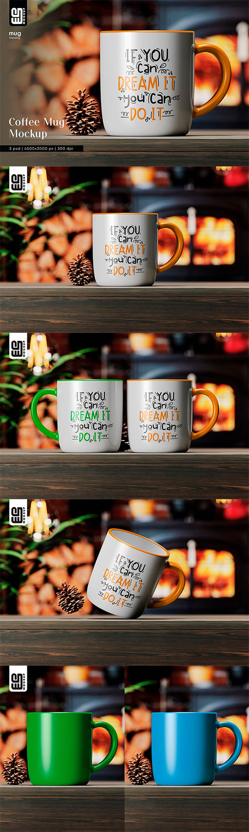 Coffee Mug on a Wooden Table Mockup 26704481