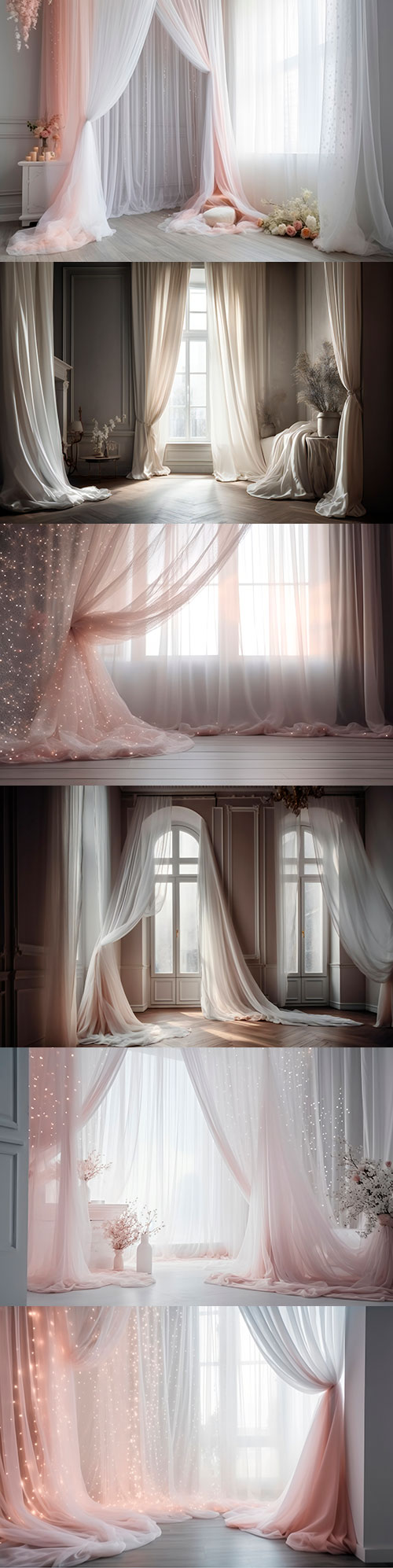 12 White & Pink Curtains Photo Backdrop