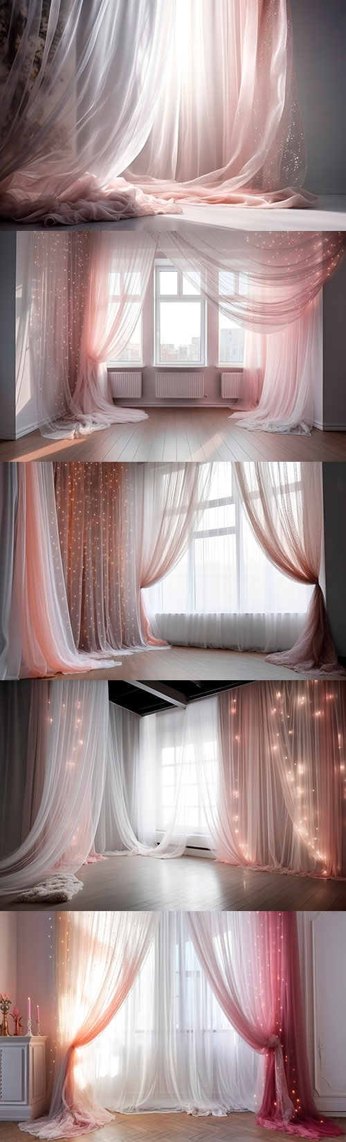 12 White & Pink Curtains Photo Backdrop