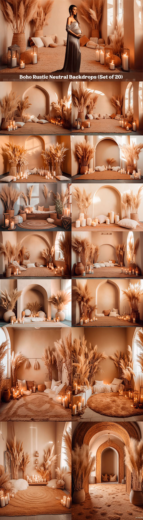 Boho Rustic Neutral Photo Backdrops