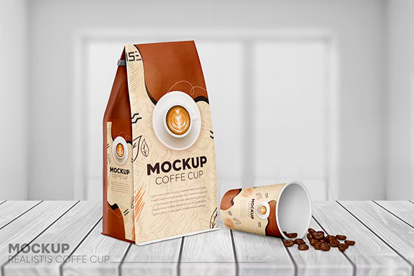 Coffee Bag Packaging Mockup PX4UU2B