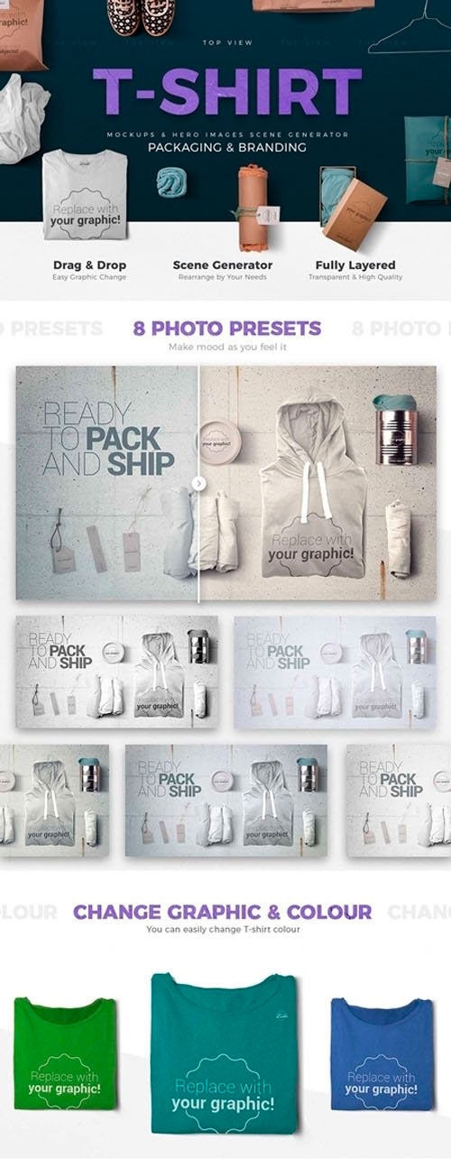 T-shirt PSD Mockups - Packaging & Branding