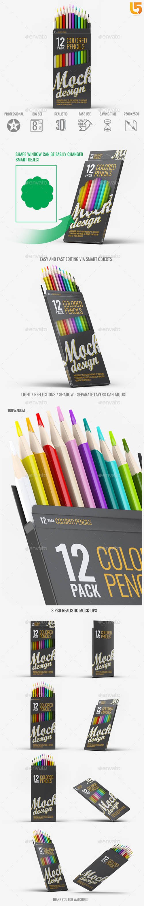 Colored Pencils 12 Pack Mock-Up 21901148