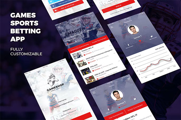 Sports Bet and Game Mobile App UI Kit Template