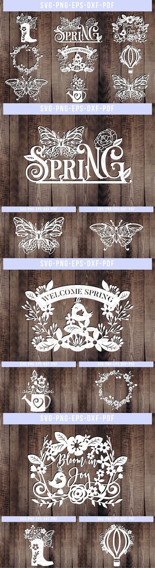 Spring Papercut SVG Bundle - Vector Design Templates