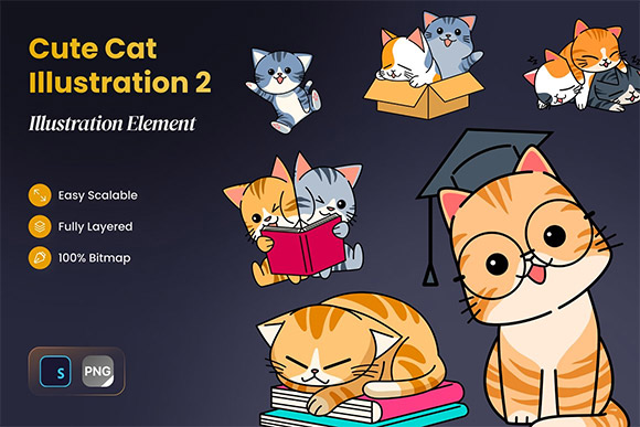 Cute Cat Illustration 2 10370346