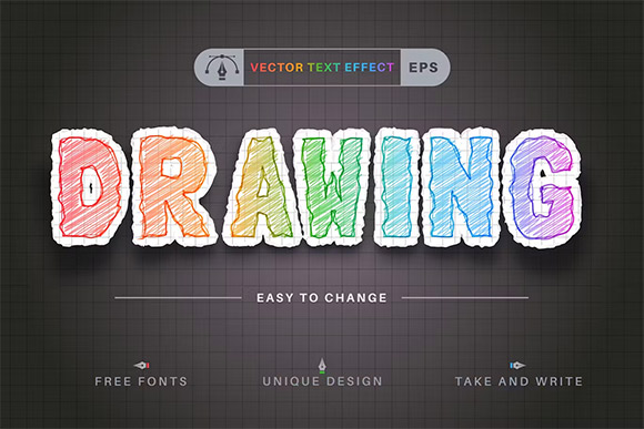 Colour Pencils - Editable Text Effect Font Style - A72PQZ6