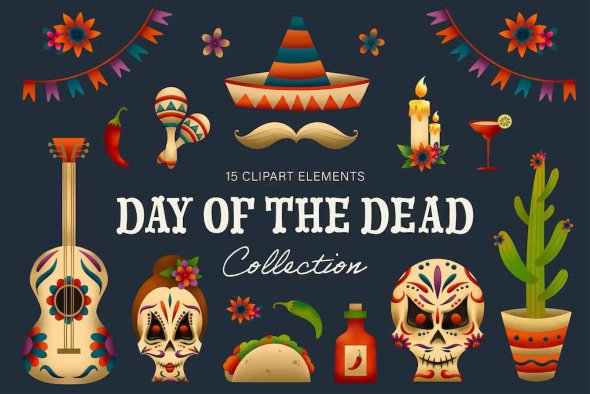 Day of The Dead Illustrations Set 6DK8JFB