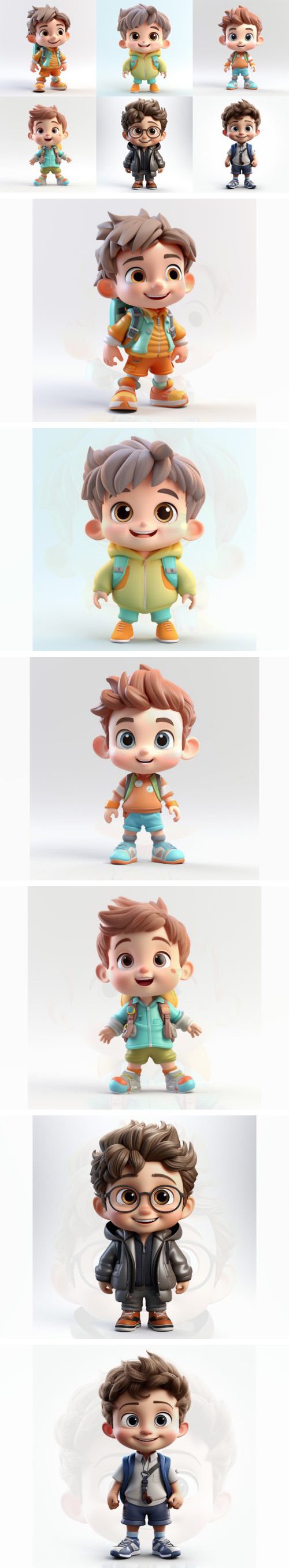 Adorable Smart Kids with Charming smiles - 3D Render Collection