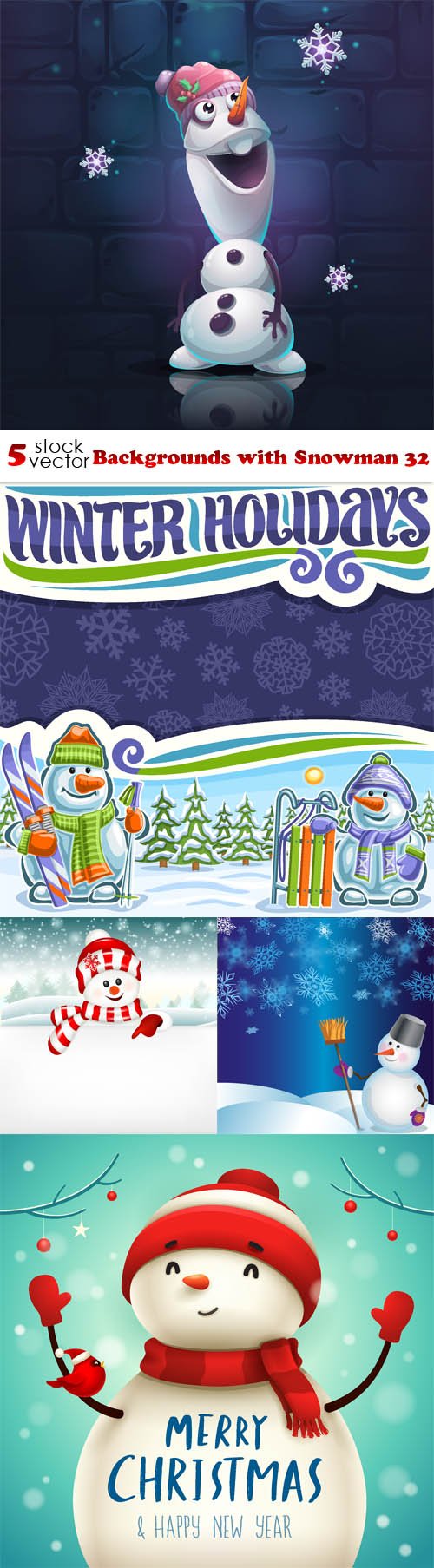 Vectors - Backgrounds with Snowman 32