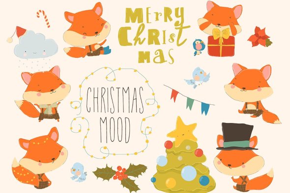 Cute Cartoon Vector Set of Foxes 42210952