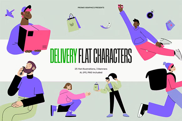 Delivery Flat Characters L5F3AYF