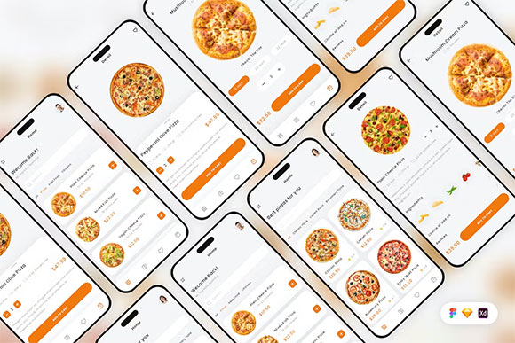 Pizza Delivery Mobile App UI Kit V9VYANQ