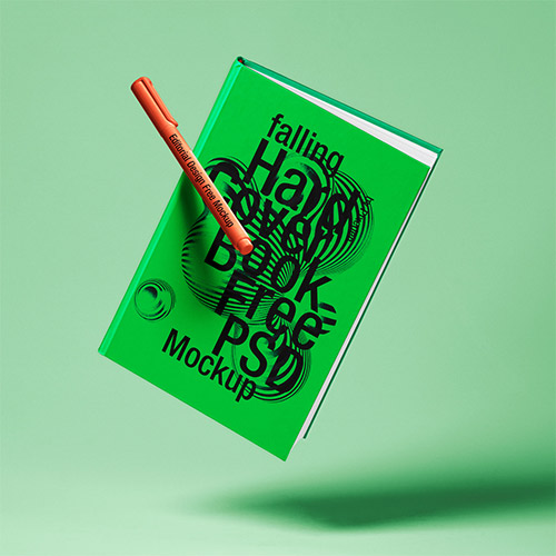 Falling PSD Hardcover Book Mockup