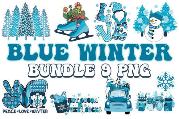 Blue Winter Graphic Bundle PNG
