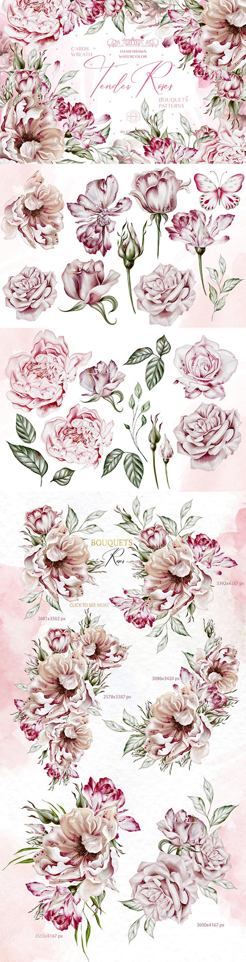 Watercolor Tender Roses 42193769