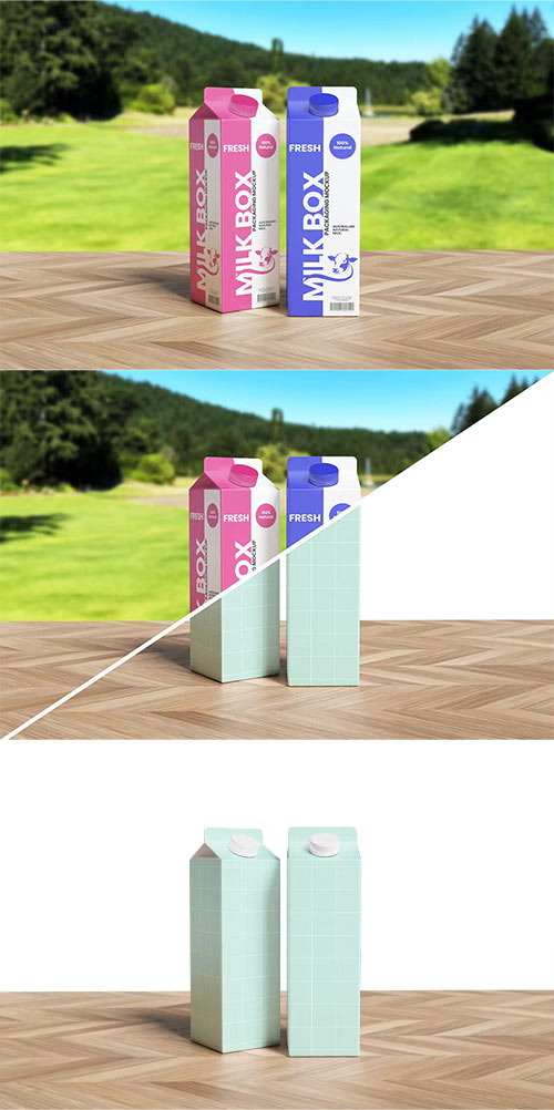 Realistic Two Milk Box Mockup 6NZ47PZ