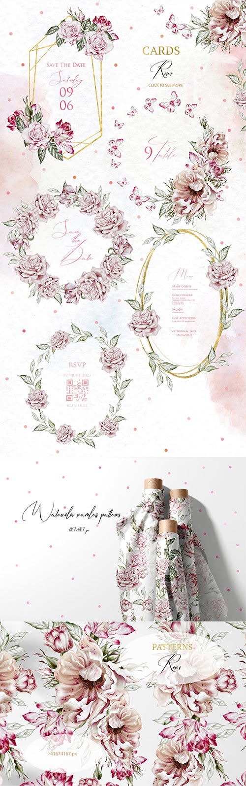 Watercolor Tender Roses 42193769