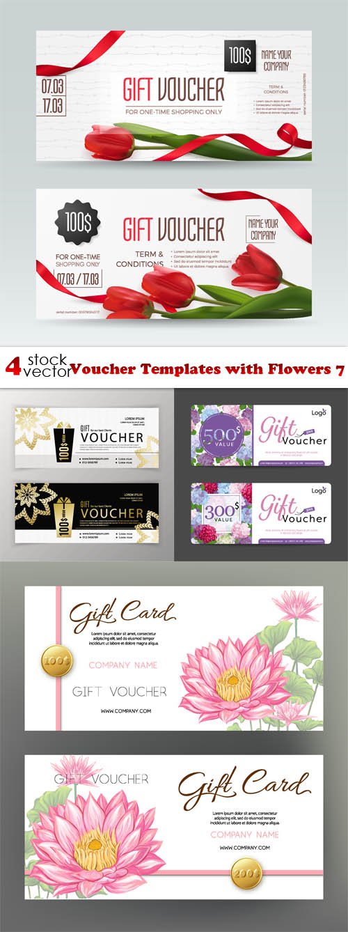 Vectors - Voucher Templates with Flowers 7