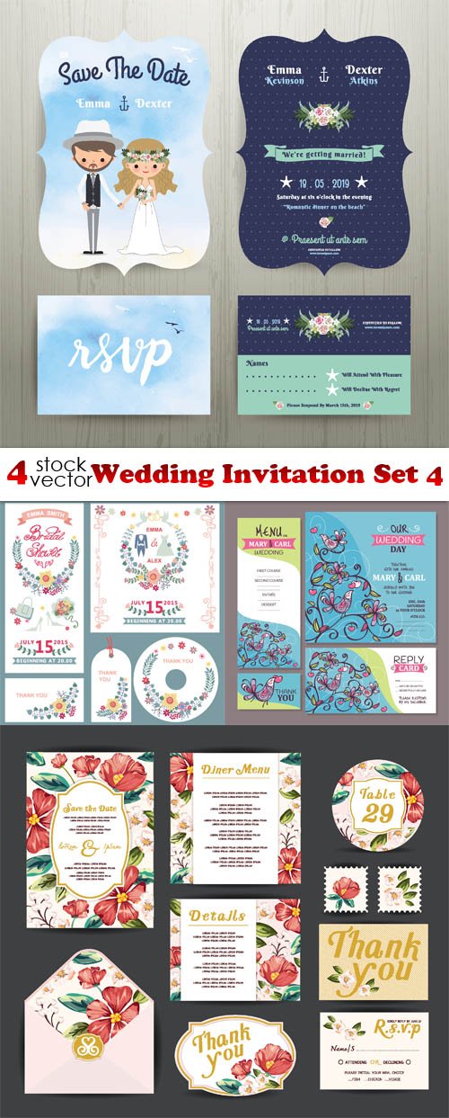 Vectors - Wedding Invitation Set 4