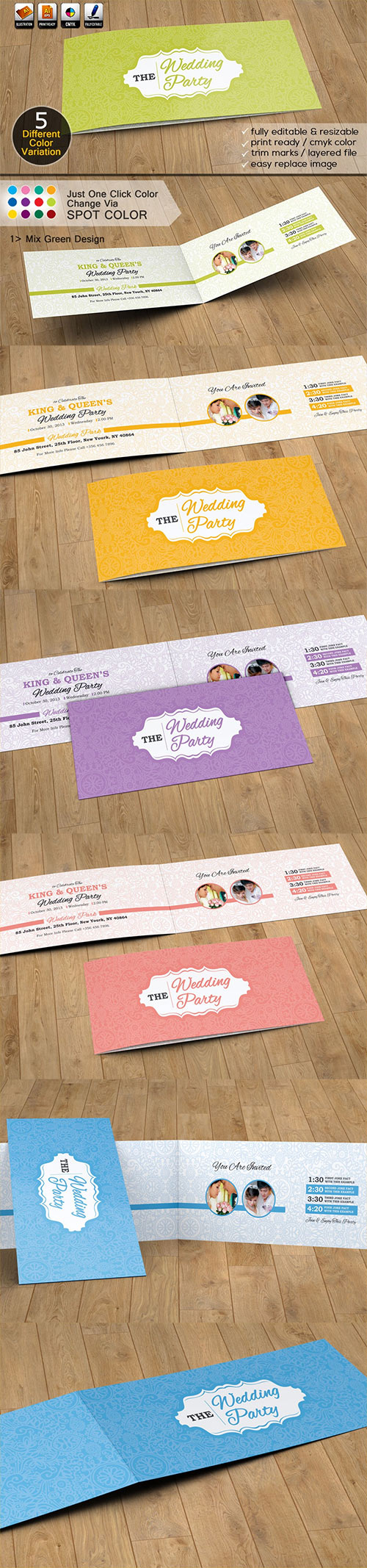 Clean & Smooth Folded Wedding Invitation Card 5967436