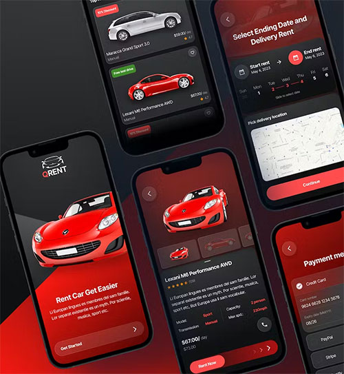 Qrent Car Rental Mobile App Figma Template LG47FUM