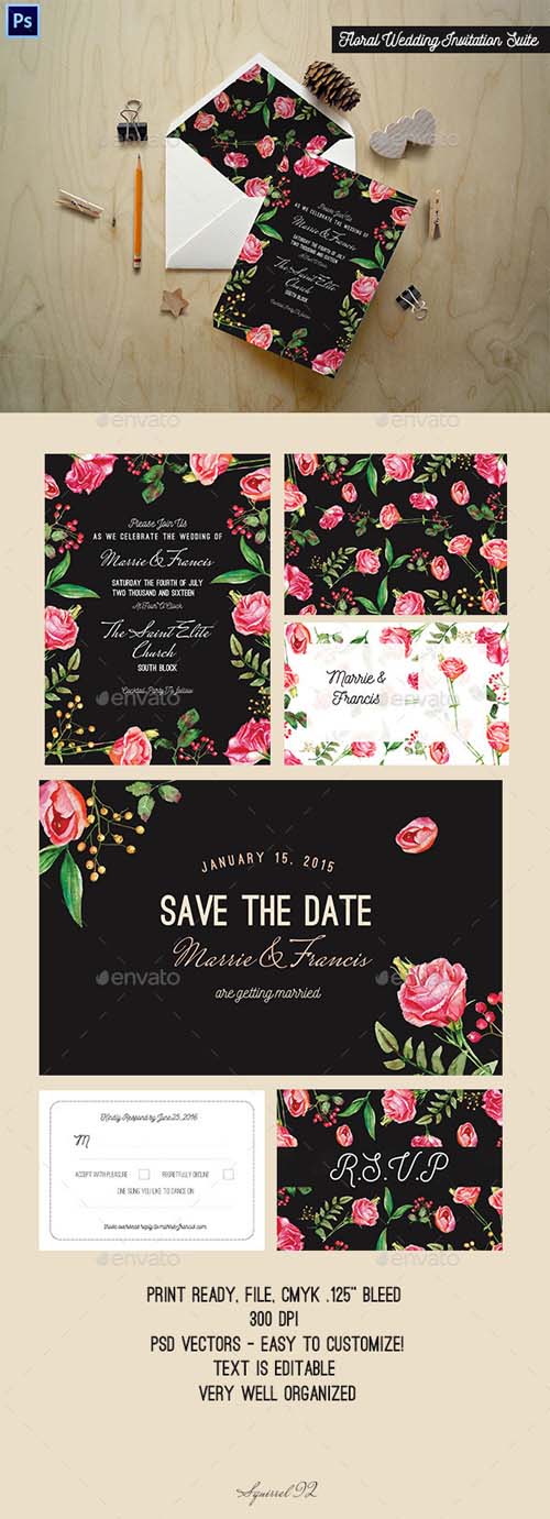 Floral Wedding Invitation Suite 13253040