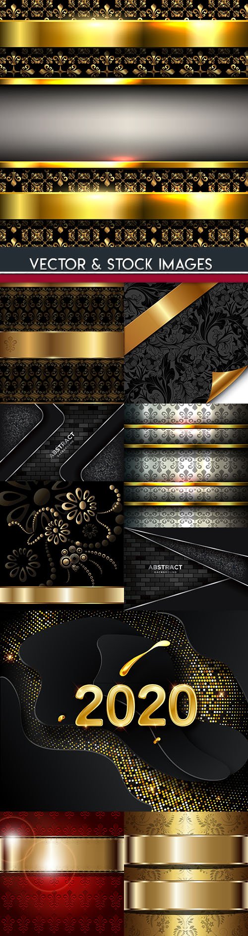 Abstract golden metallic and floral decor background
